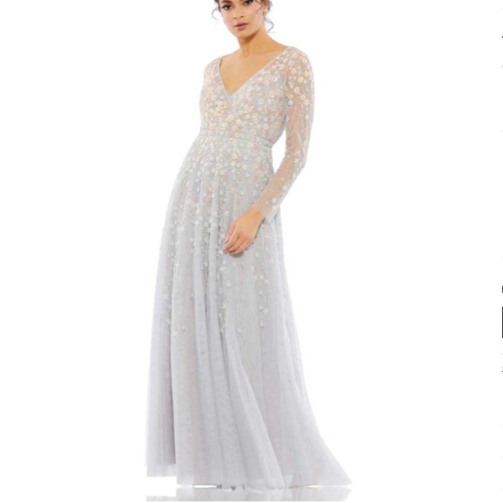 MAC DUGGAL Floral Wedding Formal Prom Cocktail Bridal Long FLowy Gown • size 14